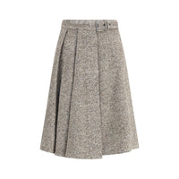 Brunello Cucinelli Brown Fleece Wool Midi Skirt
