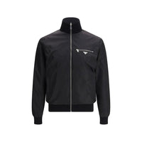 Prada Black Fleece Wool Full-Length Jacket