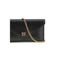 PINKO Black Calf Leather Bos Taurus Shoulder Bag