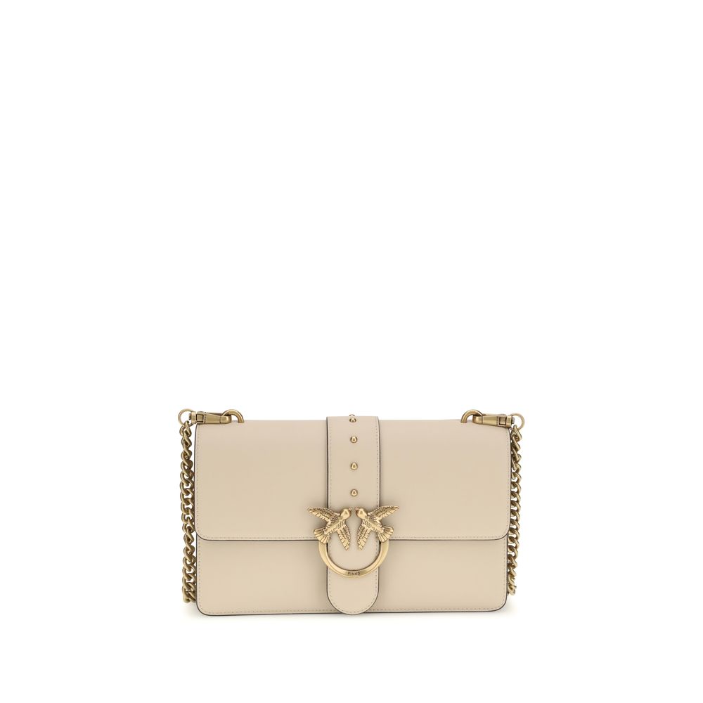 PINKO Beige Calf Leather Bos Taurus Shoulder Bag