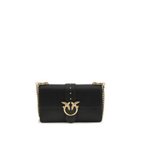 PINKO Black Calf Leather Bos Taurus Shoulder Bag