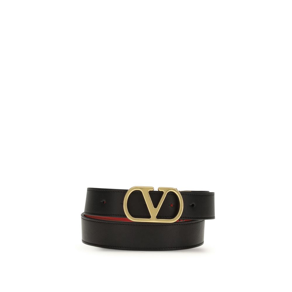 Valentino Garavani Black Calf Leather Bos Taurus Belt