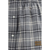 Miu Miu Gray Cotton Mini Skirt