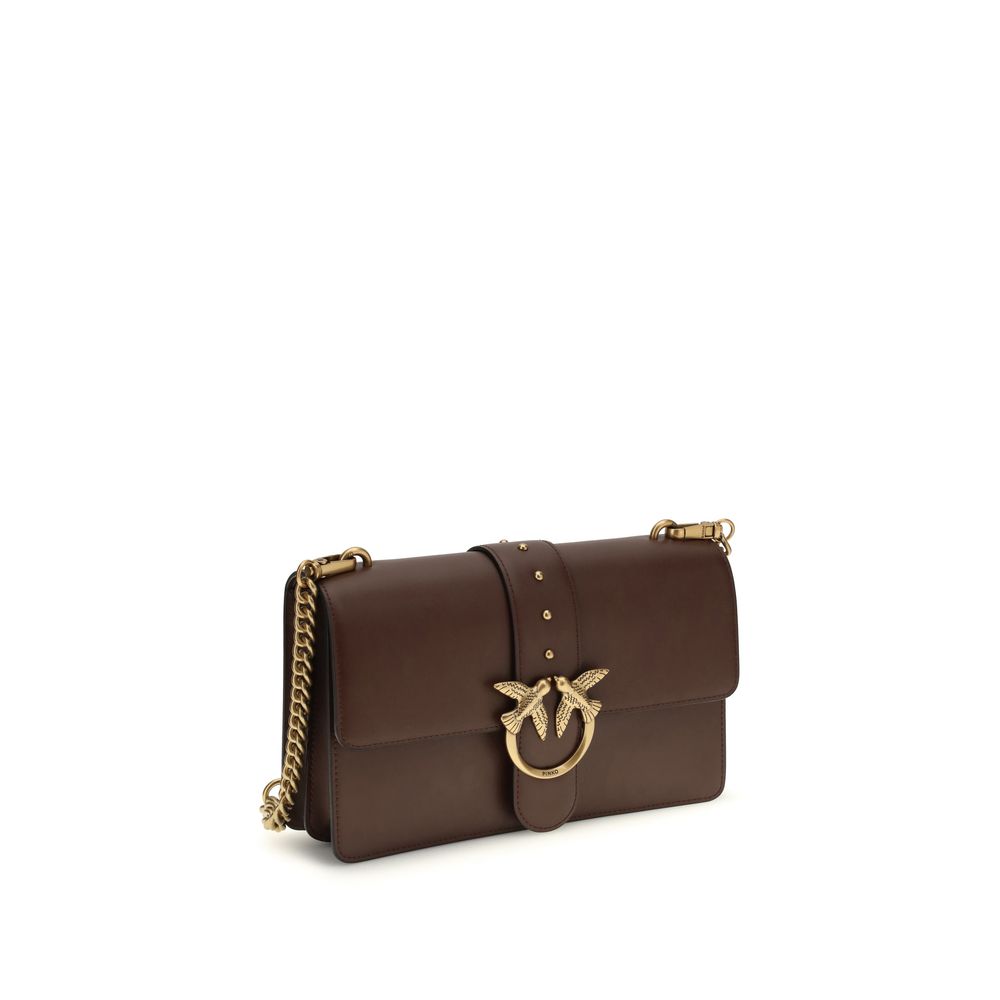 PINKO Brown Calf Leather Bos Taurus Shoulder Bag