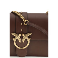 PINKO Brown Calf Leather Bos Taurus Shoulder Bag