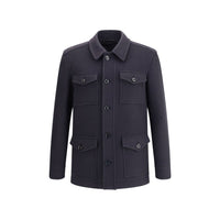 Tom Ford Blue Fleece Wool Coat