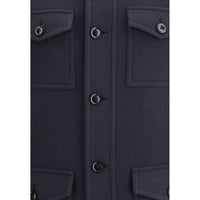 Tom Ford Blue Fleece Wool Coat