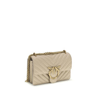 PINKO Beige Calf Leather Bos Taurus Shoulder Bag
