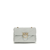 PINKO Gray Calf Leather Bos Taurus Shoulder Bag