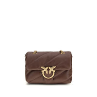 PINKO Brown Calf Leather Bos Taurus Shoulder Bag