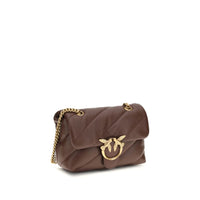 PINKO Brown Calf Leather Bos Taurus Shoulder Bag