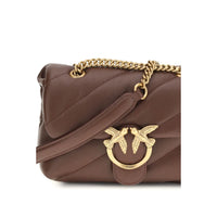 PINKO Brown Calf Leather Bos Taurus Shoulder Bag