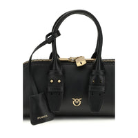 PINKO Black Calf Leather Bos Taurus Shoulder Bag