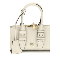 PINKO White Calf Leather Bos Taurus Shoulder Bag