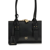 PINKO Black Calf Leather Bos Taurus Shoulder Bag