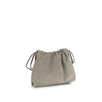 Brunello Cucinelli Gray Calf Leather Bos Taurus Shoulder Bag
