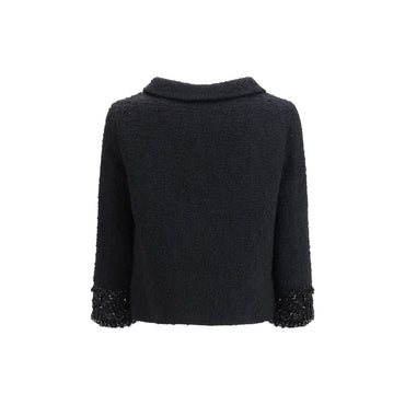 Valentino Black Fleece Wool Coat