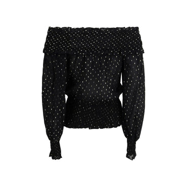 Self-Portrait Black Viscose Top