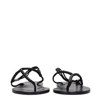 Isabel Marant Black Leather Flip-Flop Sandals