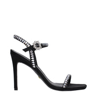 Stuart Weitzman Black Satin Stiletto Heel Sandals
