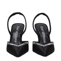 Stuart Weitzman Black Satin Stiletto Heel Sandals
