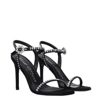 Stuart Weitzman Black Satin Stiletto Heel Sandals