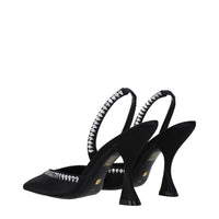 Stuart Weitzman Black Satin Stiletto Heel Sandals