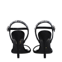 Stuart Weitzman Black Satin Stiletto Heel Sandals