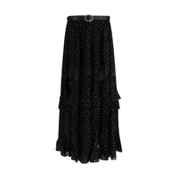 Self-Portrait Black Viscose Long Skirt