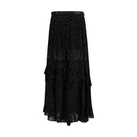 Self-Portrait Black Viscose Long Skirt