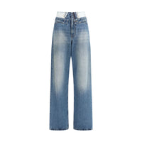 MM6 Light Blue Cotton Straight-Leg Jeans