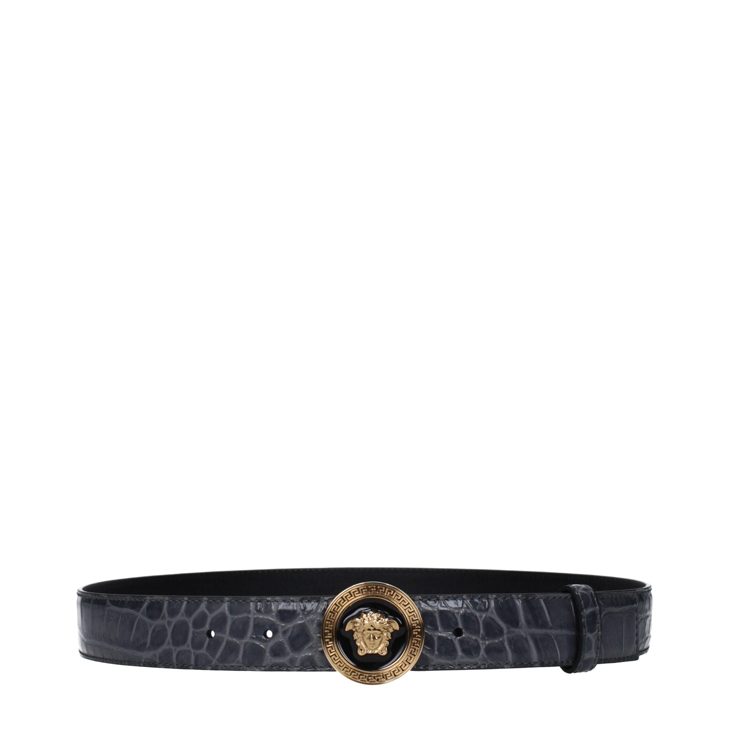 Versace Gray Leather Regular Belt
