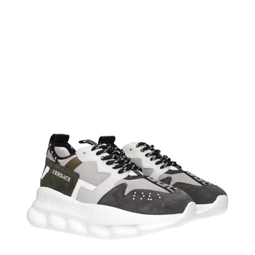 Versace Gray Fabric Chunky Sneakers