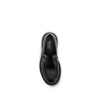 Gucci Black Calf Leather Bos Taurus Slip-On Loafers