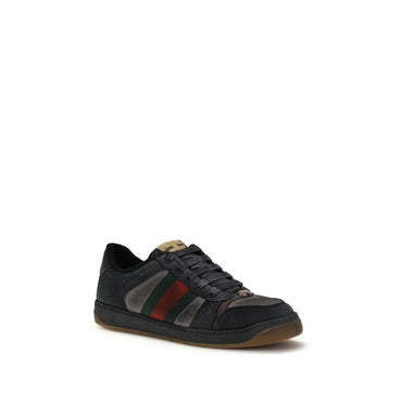 Gucci Black Calf Leather Bos Taurus Low Top Sneakers