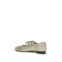 Carel Paris Silver Calf Leather Bos Taurus Ballet Flats
