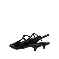 Miu Miu Black Calfskin Mid Heel Pumps
