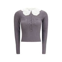 Self-Portrait Gray Viscose Top