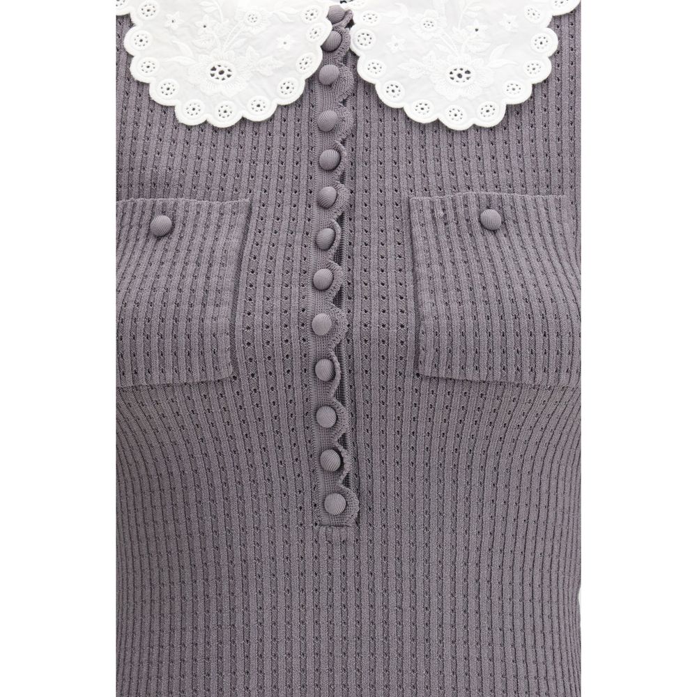 Self-Portrait Gray Viscose Top