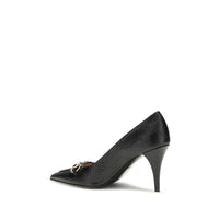 Gucci Black Calf Leather Bos Taurus Mid Heel Pumps