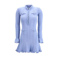 Self-Portrait Light Blue Viscose Casual Dress