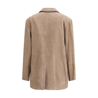 Brunello Cucinelli Beige Calf Leather Bos Taurus Coat