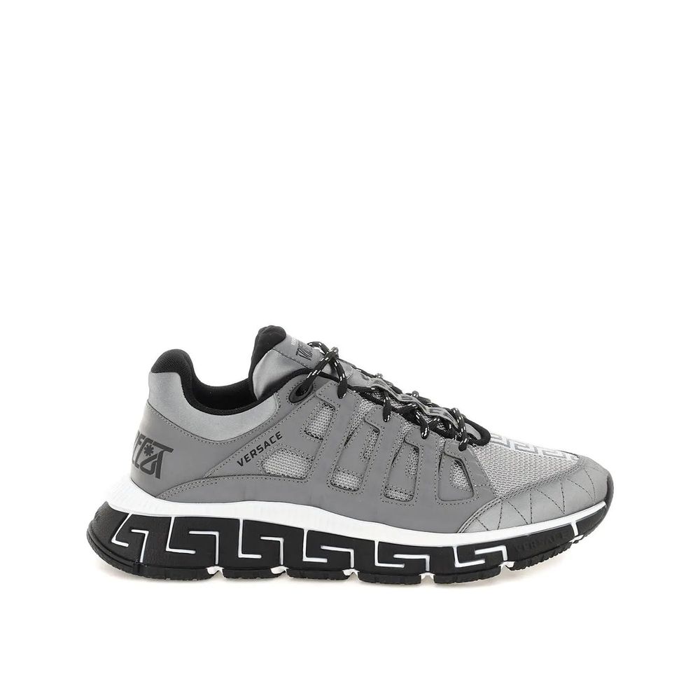 Versace Silver Fabric Athletic Sneakers