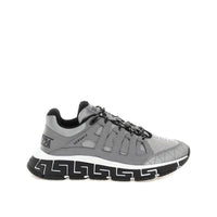 Versace Silver Fabric Athletic Sneakers