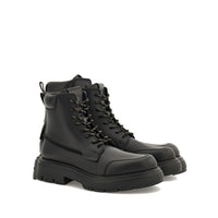 Salvatore Ferragamo Black Calfskin Lace-Up Boots