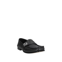 Fendi Black Calfskin Slip-On Loafers
