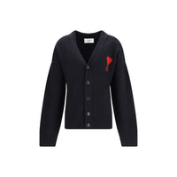 Ami Paris Black Fleece Wool Cardigan