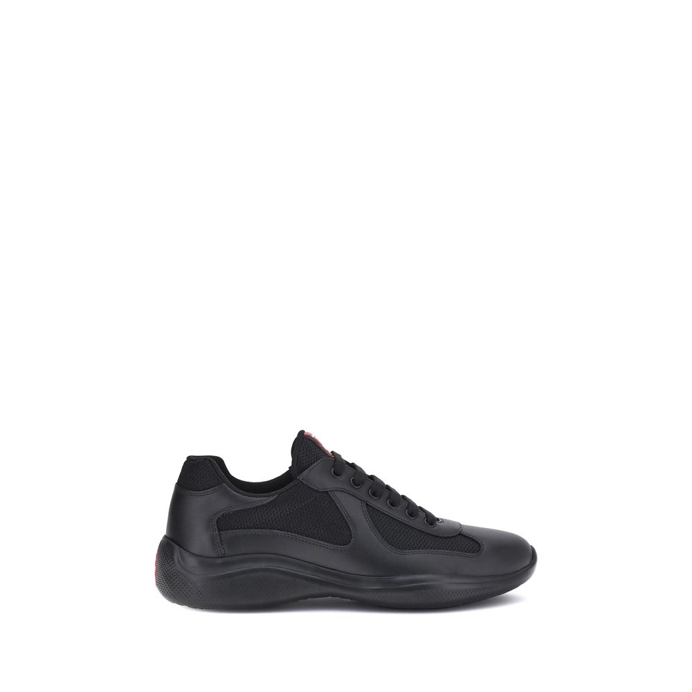 Prada Black Calf Leather Bos Taurus Athletic Sneakers