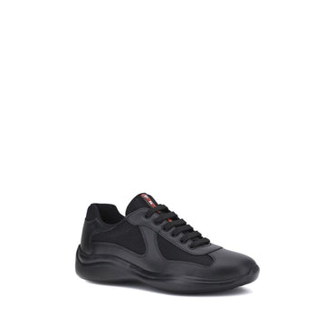 Prada Black Calf Leather Bos Taurus Athletic Sneakers