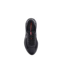Prada Black Calf Leather Bos Taurus Athletic Sneakers